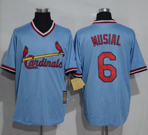 Cardinals #6 Stan Musial Blue Cooperstown Throwback Stitched MLB Jersey